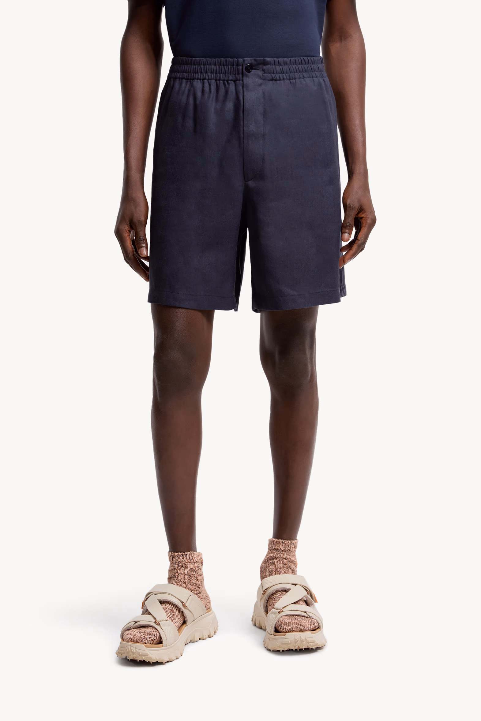 Moncler x Gilga Farm Designed by Donald Glover Linen Blend Shorts Men Navy Blue Moncler 3